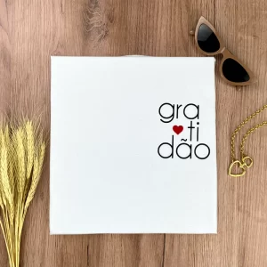 Camiseta Feminina Branca Gratidão Coração - Imagem 2