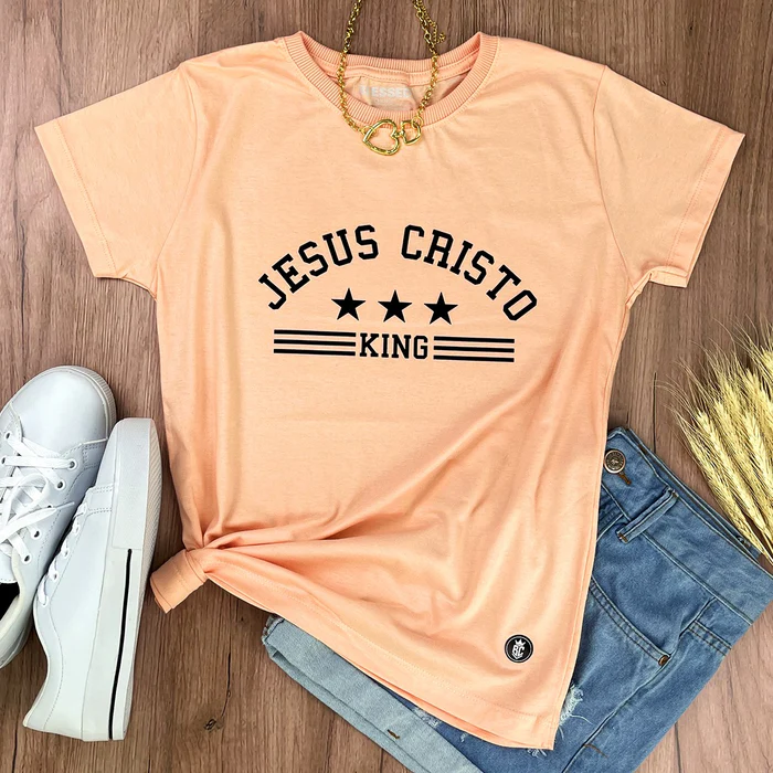 Camiseta Feminina Salmão Jesus Cristo King - Imagem 1
