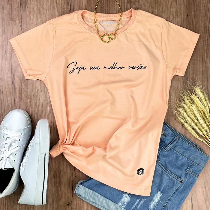 Camiseta Feminina Salmão Seja sua melhor versão - Imagem 1