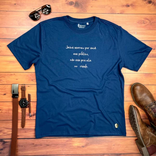 Camiseta Masculina Branca Jesus Morreu Por Você Em Público