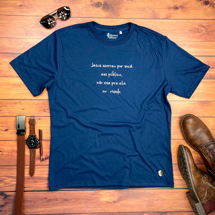 Camiseta Masculina Branca Jesus Morreu Por Você Em Público - Imagem 7