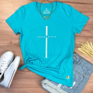 Camiseta Feminina Cruz Preta Jesus Cristo - Imagem 12