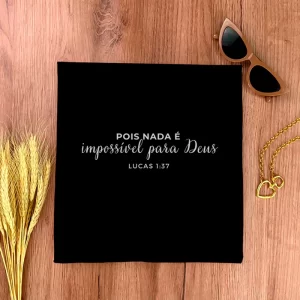 Camiseta Feminina Preta Pois Nada É Impossível Para Deus - Imagem 2
