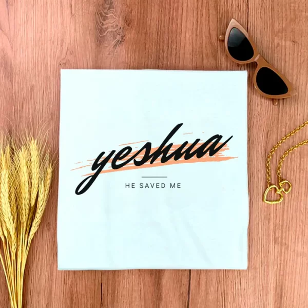 Camiseta Feminina Branca Yeshua He Saved Me