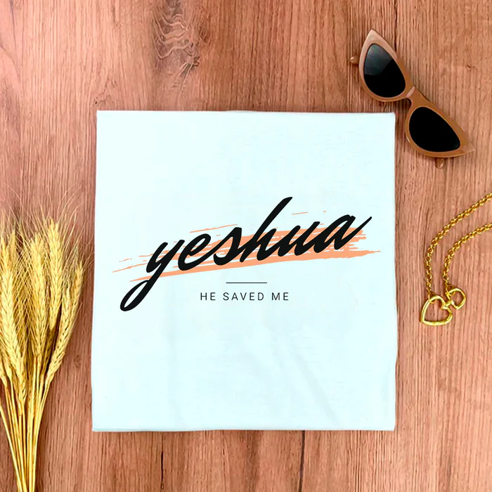 Camiseta Feminina Branca Yeshua He Saved Me - Imagem 2