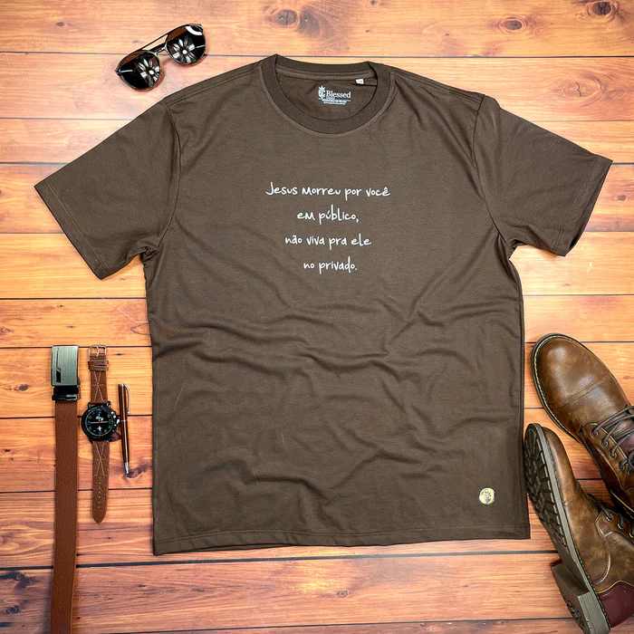 Camiseta Masculina Branca Jesus Morreu Por Você Em Público - Imagem 8