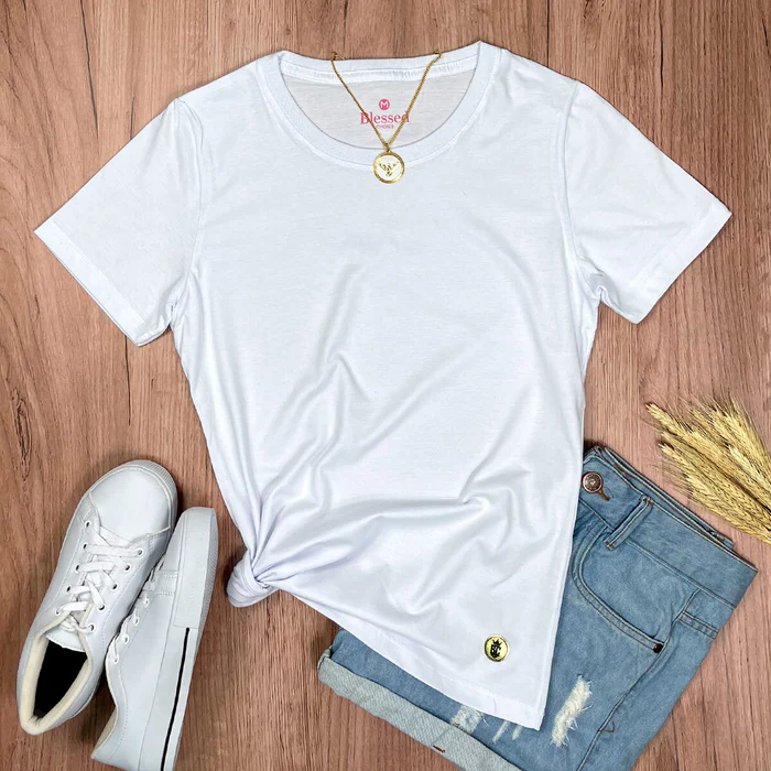 Camiseta Feminina Branca Lisa - Imagem 1