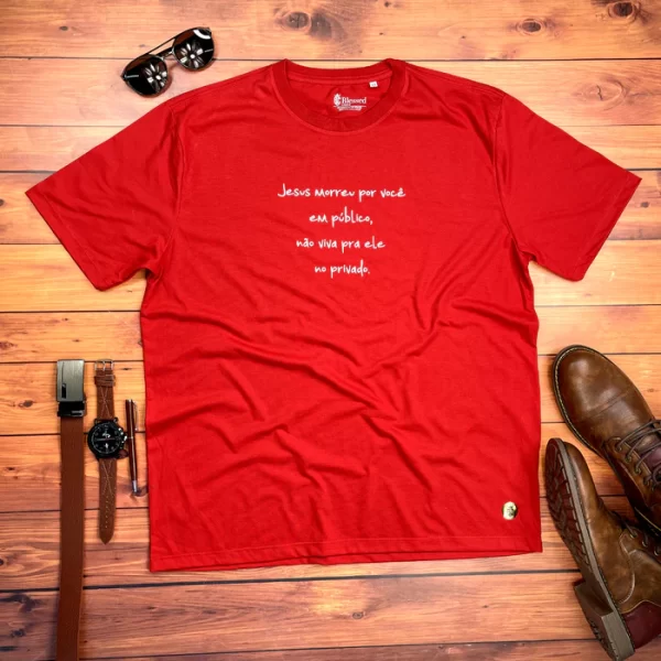 Camiseta Masculina Branca Jesus Morreu Por Você Em Público
