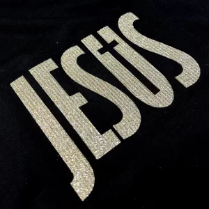 Camiseta Feminina Preta Jesus Cruz Glitter - Imagem 2