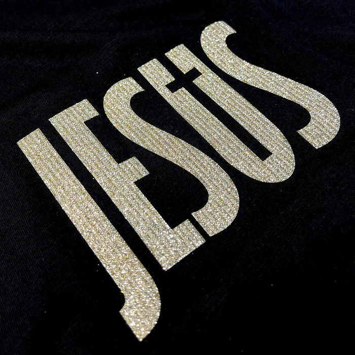 Camiseta Feminina Preta Jesus Cruz Glitter - Imagem 2