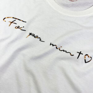 Camiseta Feminina Off White Foi Por Mim Cruz Coração - Imagem 2