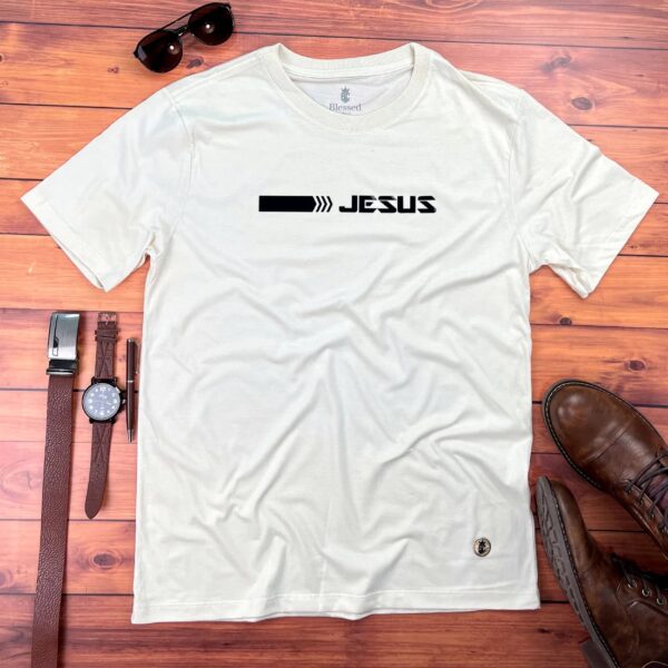 Camiseta Masculina Off White Aplique Direção Jesus