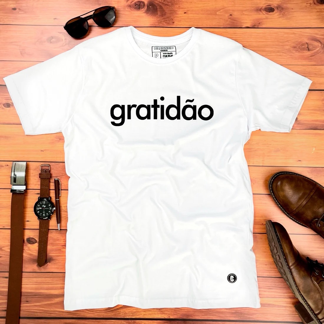 Camiseta Masculina Branca Gratidão - Imagem 1