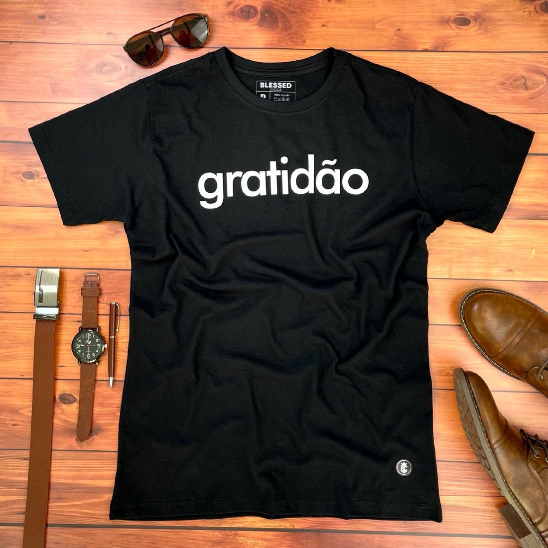 Camiseta Masculina Branca Gratidão - Imagem 3