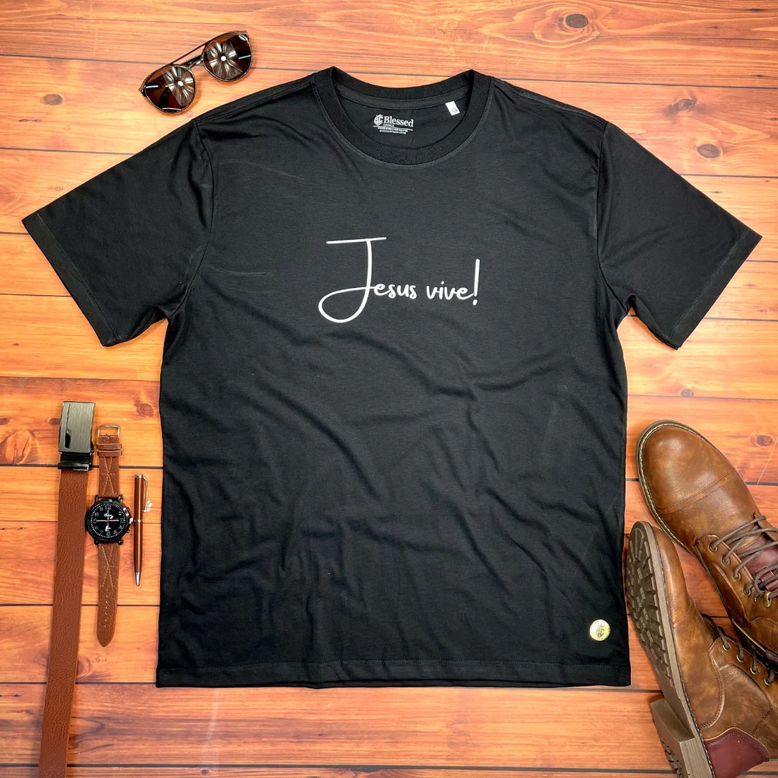 Camiseta Masculina Off White Jesus Vive! - Imagem 4
