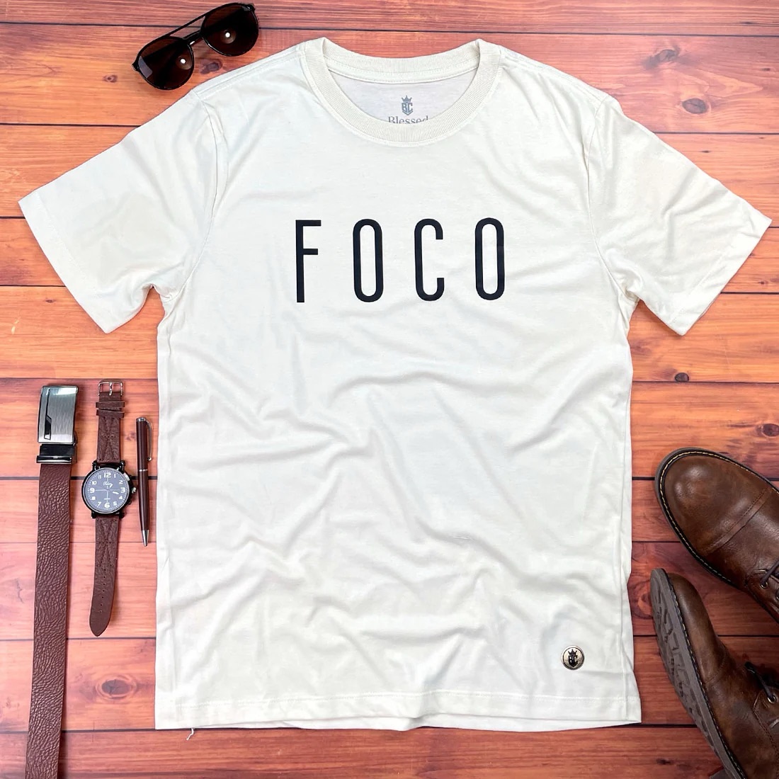 Camiseta Masculina Branca Foco - Imagem 1