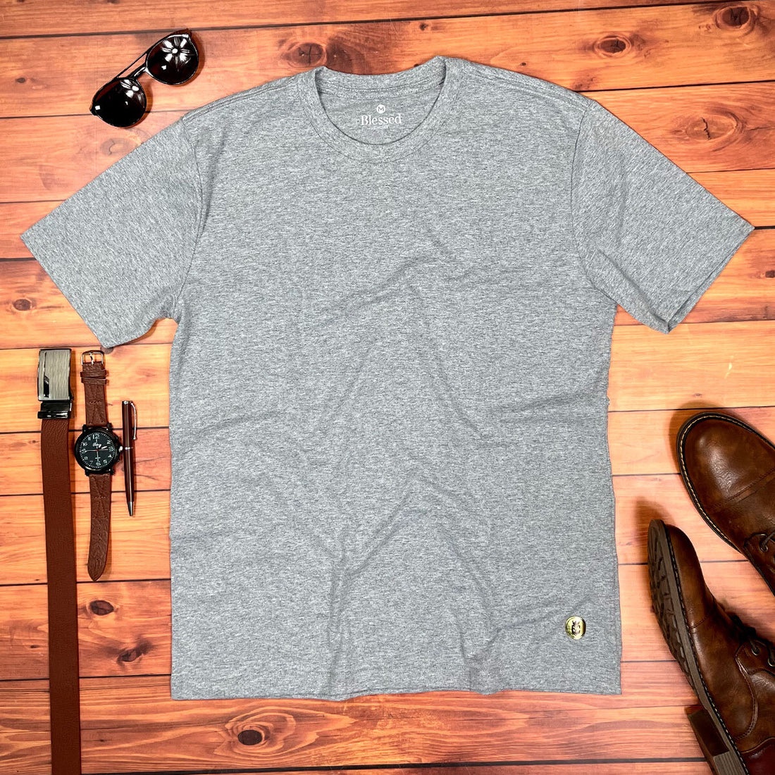 Camiseta Masculina Cinza Lisa - Imagem 1