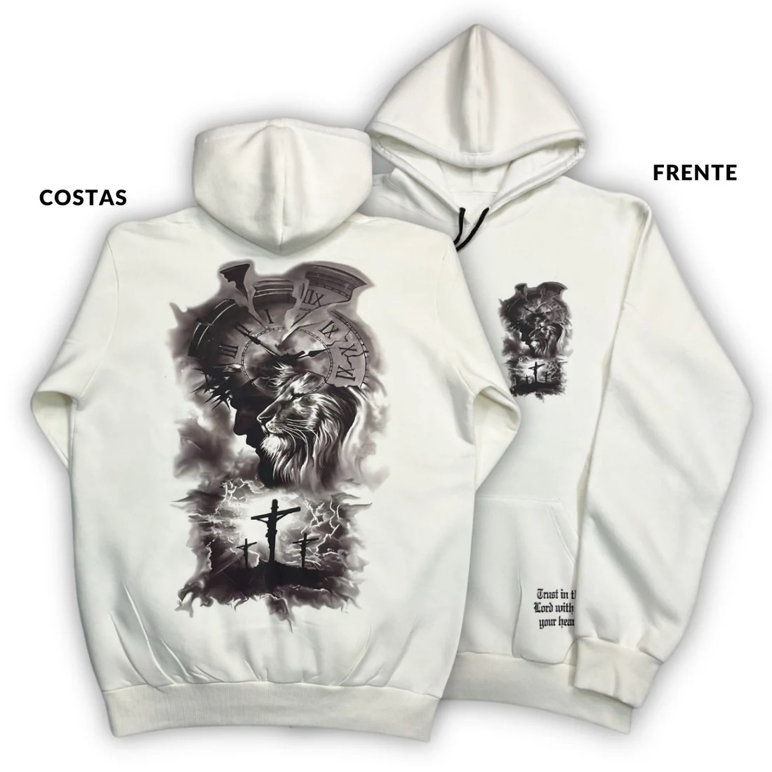 Moletom Canguru Com Capuz Off White A Hora Da Cruz - Imagem 1