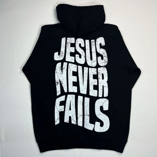 Moletom Canguru Com Capuz Preto Jesus Never Fails