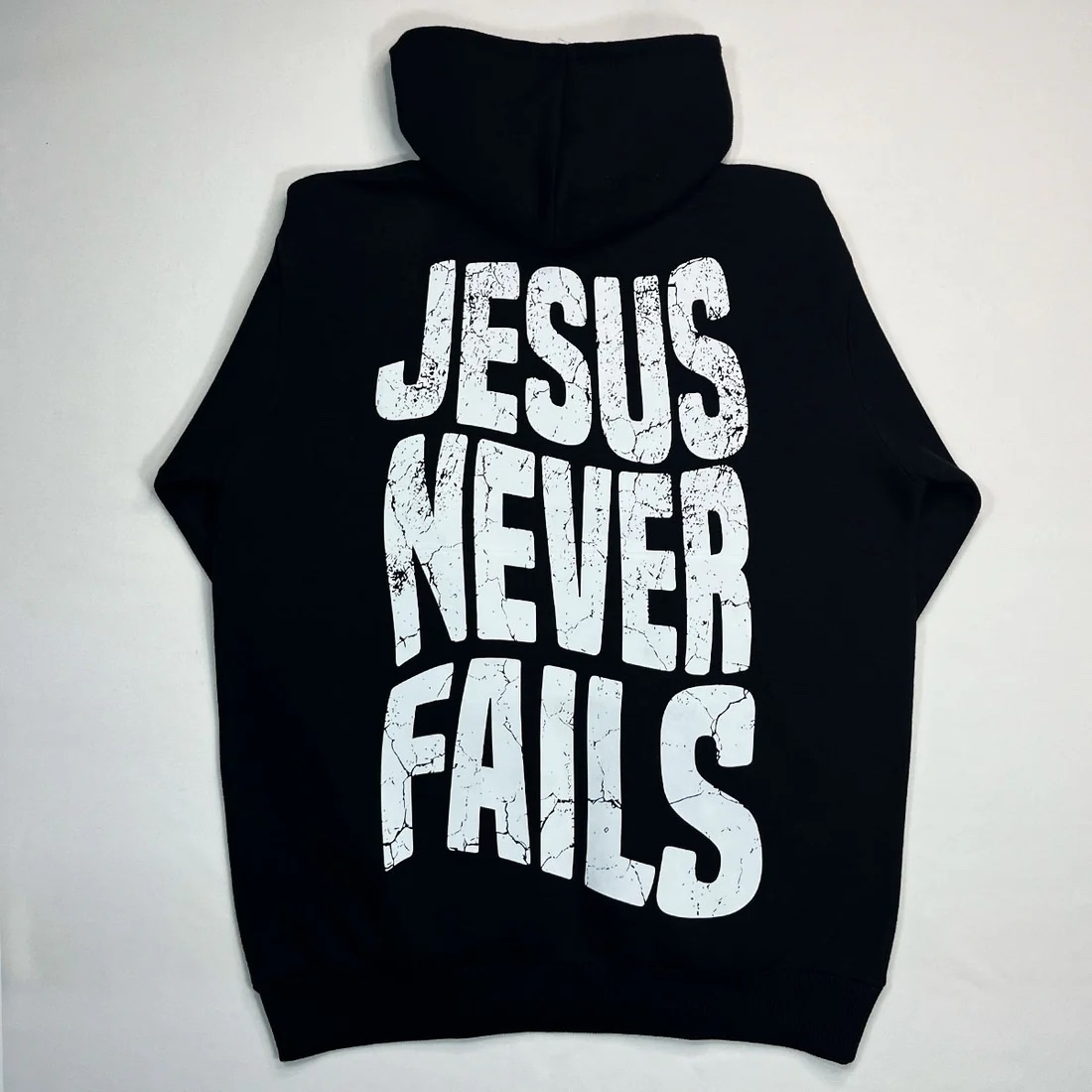 Moletom Canguru Com Capuz Preto Jesus Never Fails - Imagem 3