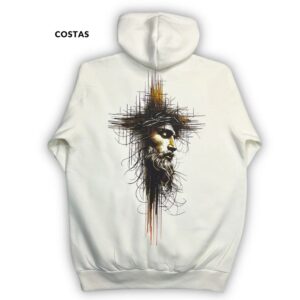 Moletom Canguru Com Capuz Off White Cristo Cruz - Imagem 4
