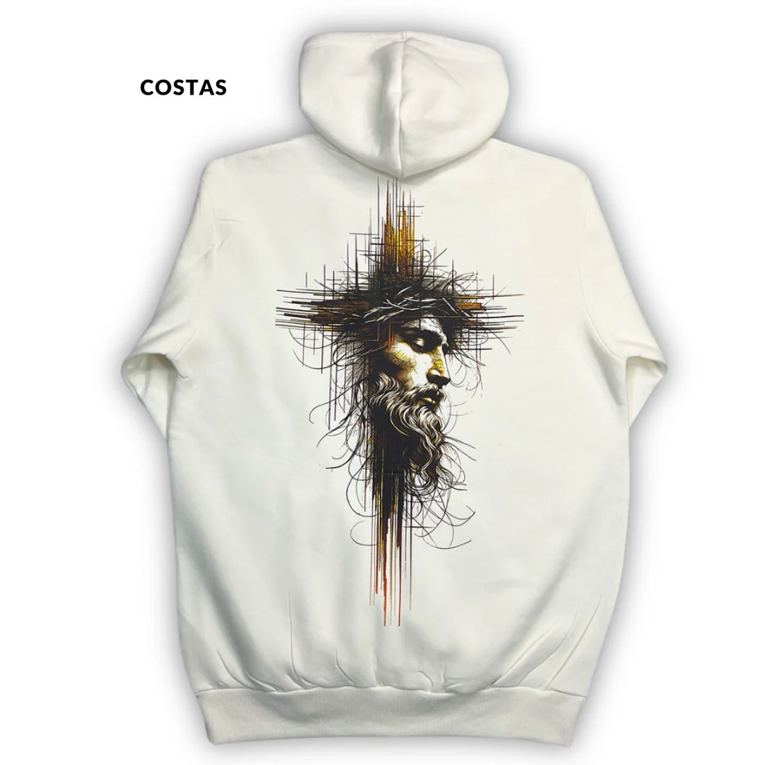 Moletom Canguru Com Capuz Off White Cristo Cruz - Imagem 4