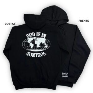 Moletom Canguru Com Capuz Preto God Is In Control