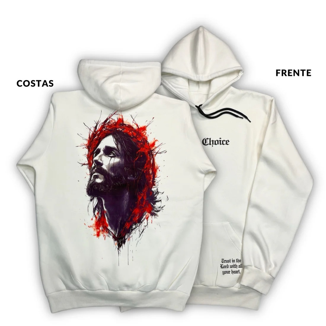 Moletom Canguru Com Capuz Off White Jesus Chorou - Imagem 1