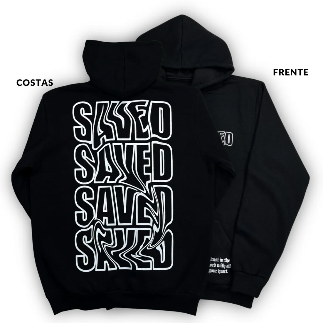 Moletom Canguru Com Capuz Preto Saved - Imagem 2