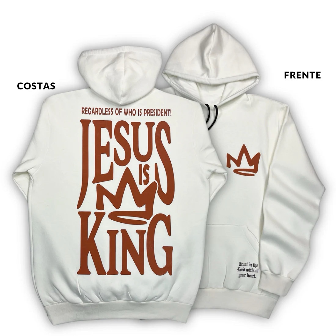 Moletom Canguru Com Capuz Off White Jesus Is King Coroa - Imagem 1