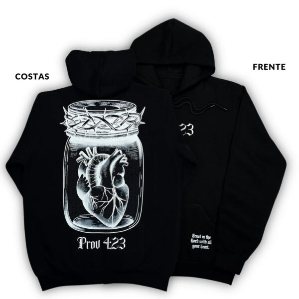 Moletom Canguru Com Capuz Off White Guarda Teu Coração Prov 4:23