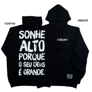 Moletom Canguru Com Capuz Preto Sonhe Alto
