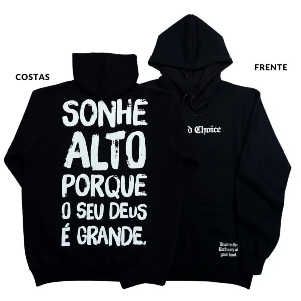 Moletom Canguru Com Capuz Preto Sonhe Alto