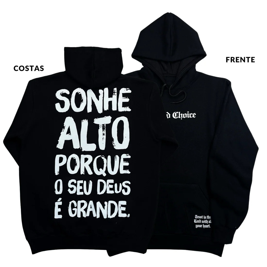 Moletom Canguru Com Capuz Preto Sonhe Alto - Imagem 1