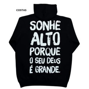 Moletom Canguru Com Capuz Preto Sonhe Alto - Imagem 4