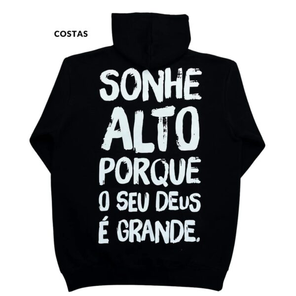 Moletom Canguru Com Capuz Preto Sonhe Alto