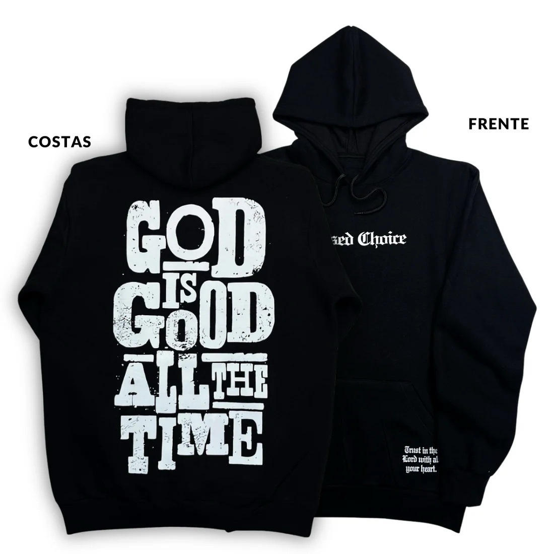 Moletom Canguru Com Capuz Preto God Is Good All The Time - Imagem 1