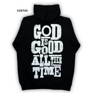 Moletom Canguru Com Capuz Preto God Is Good All The Time - Imagem 3