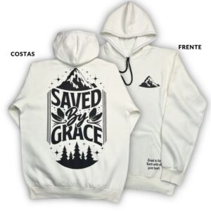 Moletom Canguru Com Capuz Off White Saved By Grace - Imagem 2