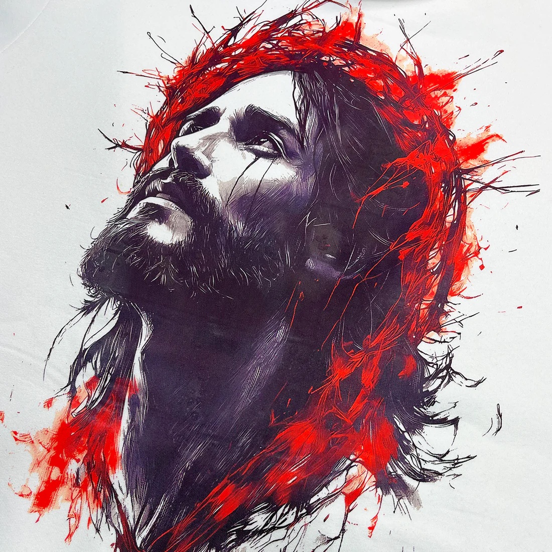 Moletom Canguru Com Capuz Off White Jesus Chorou - Imagem 2