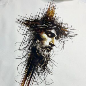 Moletom Canguru Com Capuz Off White Cristo Cruz - Imagem 2
