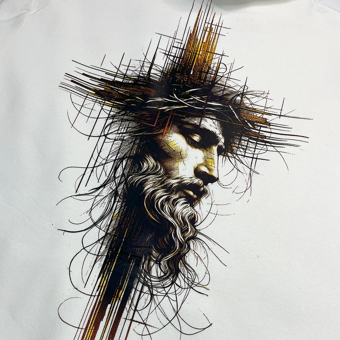 Moletom Canguru Com Capuz Off White Cristo Cruz - Imagem 2