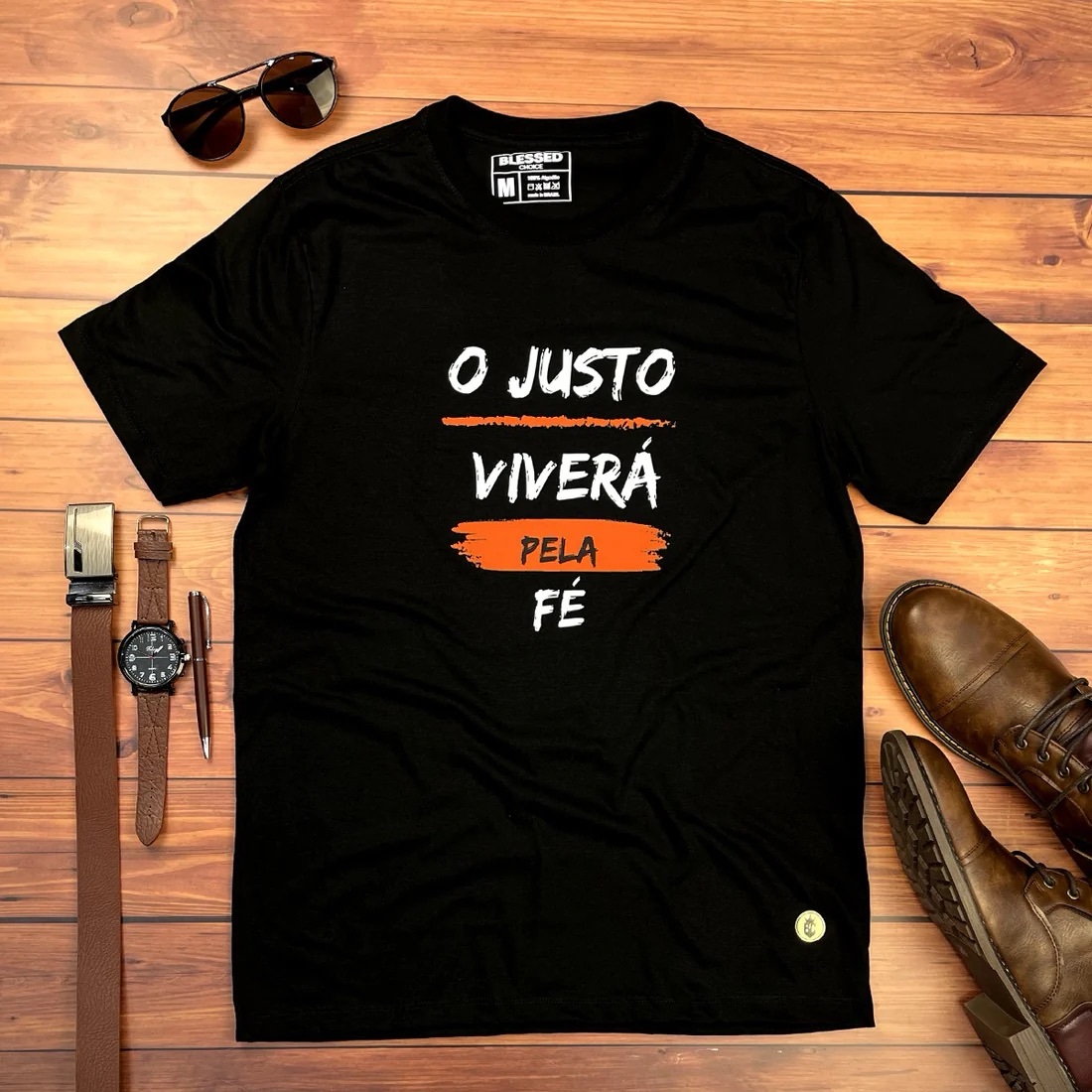 Camiseta Masculina Branca O Justo Viverá Pela Fé - Imagem 1