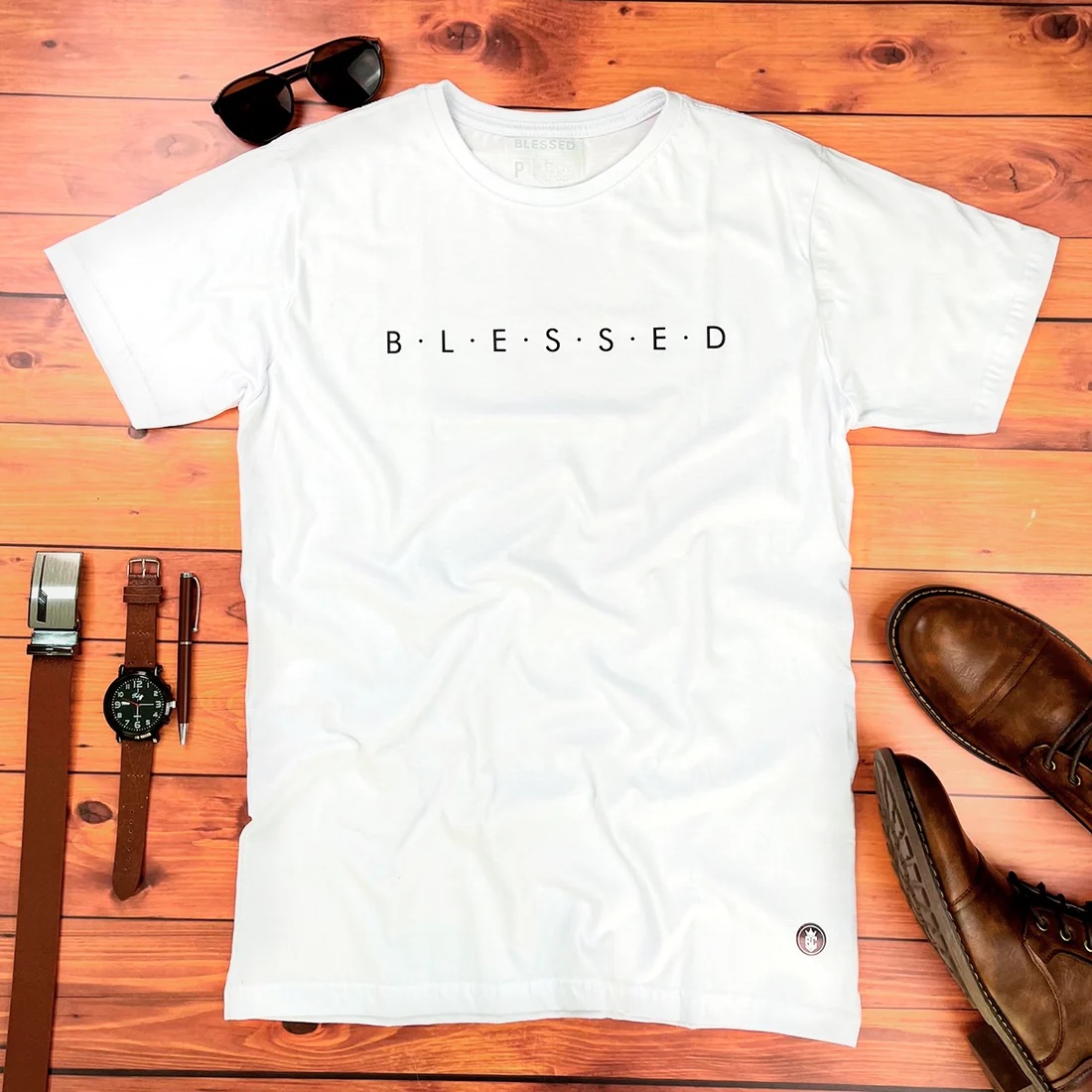 Camiseta Masculina Branca B.L.E.S.S.E.D - Imagem 1