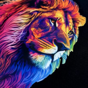 Camiseta Masculina Preta Leão Colorido - Imagem 2