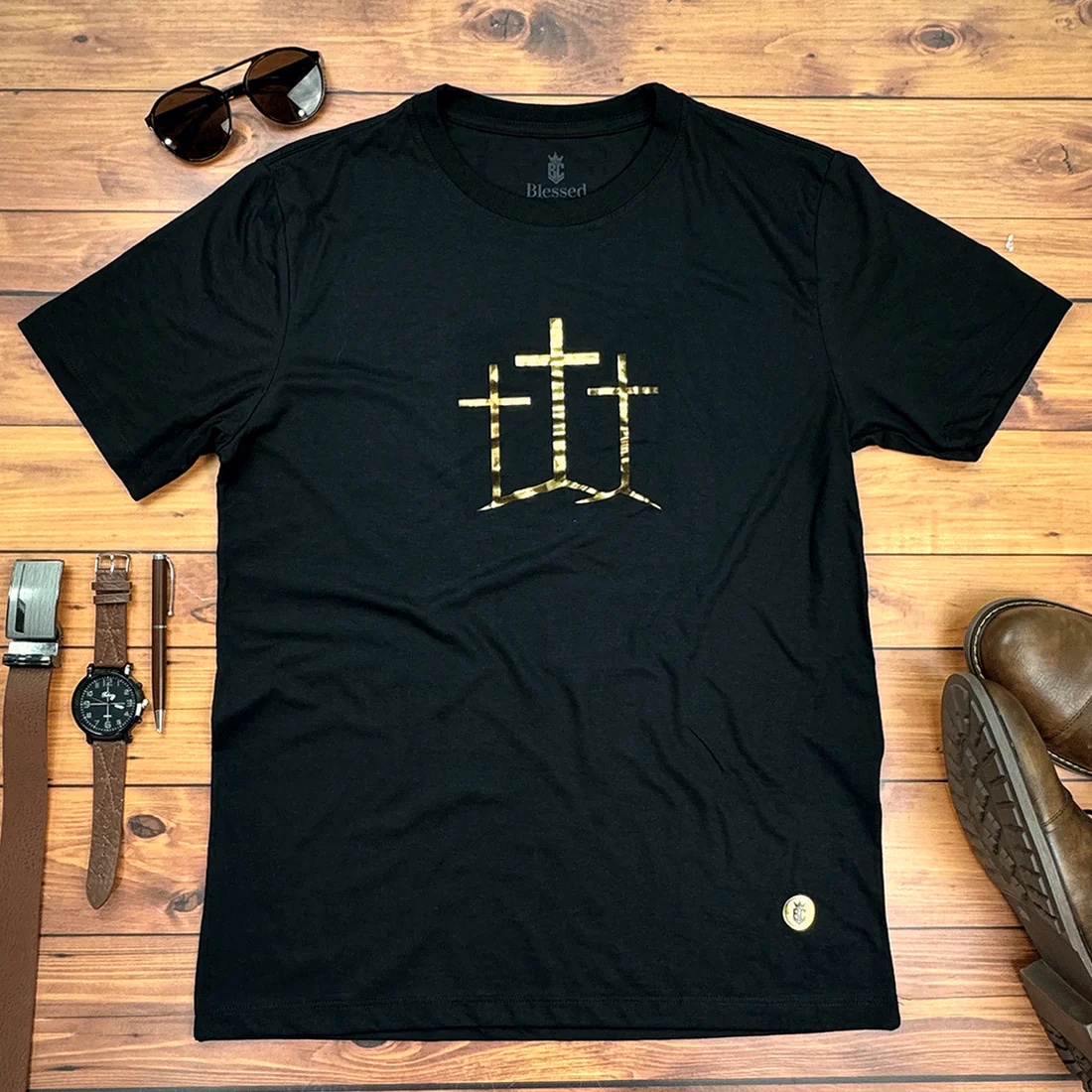 Camiseta Masculina Preta Calvário - Imagem 1