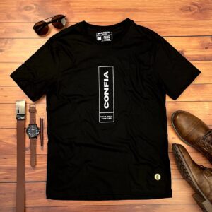 Camiseta Masculina Preta Confia Deus Está Contigo - Imagem 1