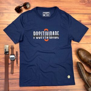 Camiseta Masculina Azul Positividade Sempre - Imagem 1