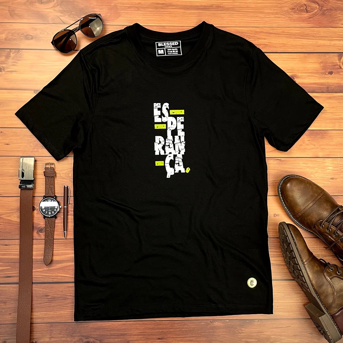 Camiseta Masculina Preta Esperança - Imagem 1