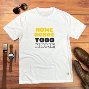 Camiseta Masculina Branca Nome Sobre Todo Nome - Imagem 1